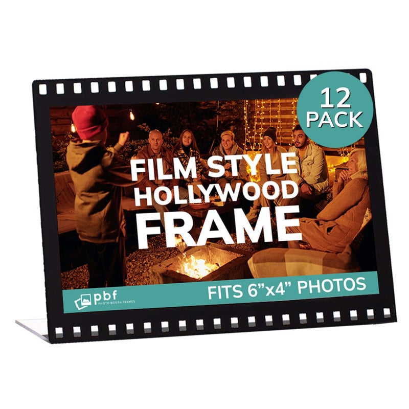 pbf PHOTO BOOTH FRAMES pbf 6x4 Acrylic Sign Holder | Horizontal Stand Up Slanted Sign Holder | Hollywood Acrylic Stand for Display | Clear Picture Frame, Menu Table Top Stand, Plastic Flyer Holder (12-Pack) - Image 1